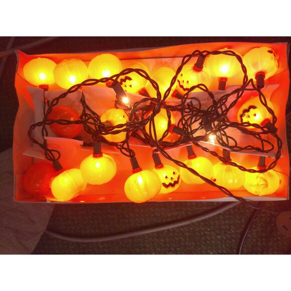 Halloween Pumpkin Blow Mold 20 Indoor Outdoor String Light Set - Picture 1 of 6